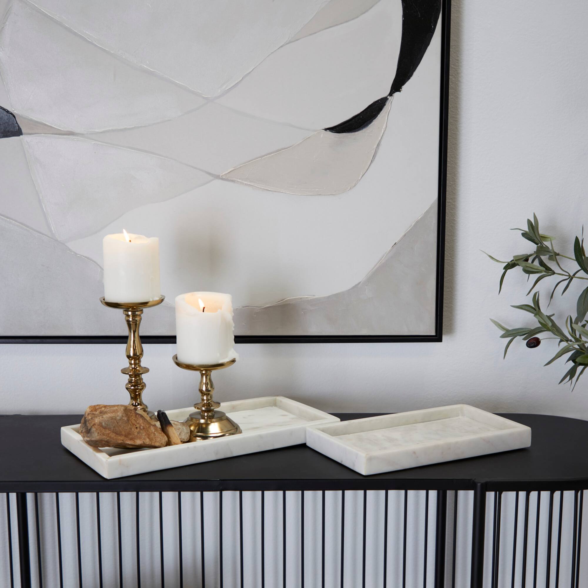 CosmoLiving by Cosmopolitan White Marble Slim Tray Set